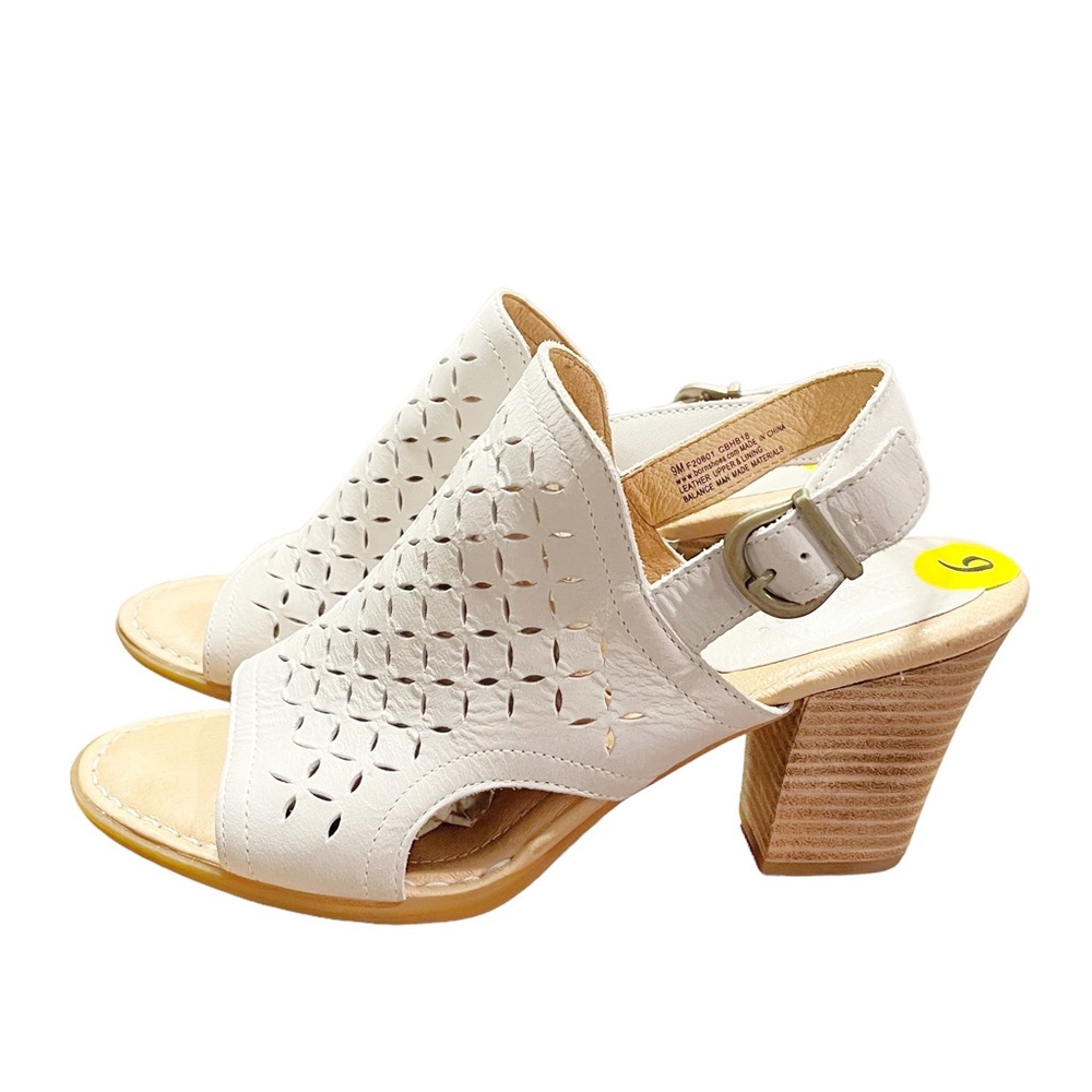 Born Stella Perforated Open Toe Slingback Heeled Sandals
